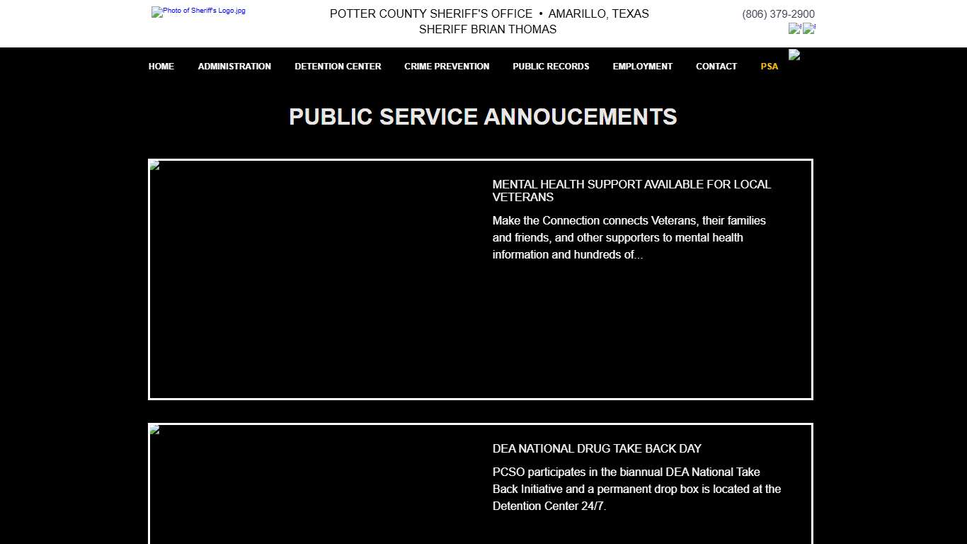 Potter County Sheriff's Office | Public Service Annoucements